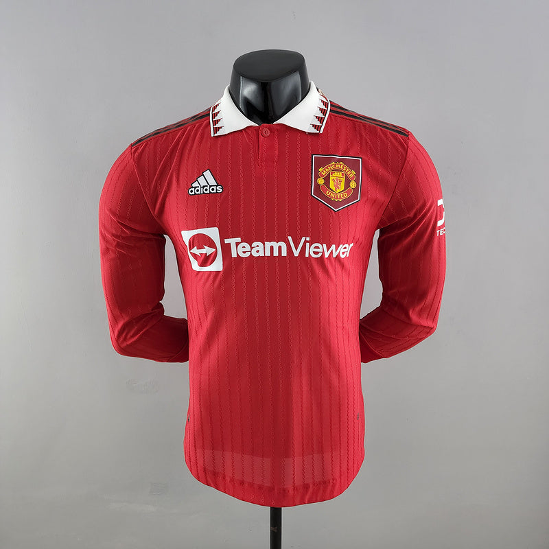 Camiseta Versión Jugador Manchester United Local Manga Larga 22/23